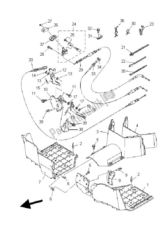 All parts for the Stand & Footrest of the Yamaha YXR 450 FA Rhino 2006