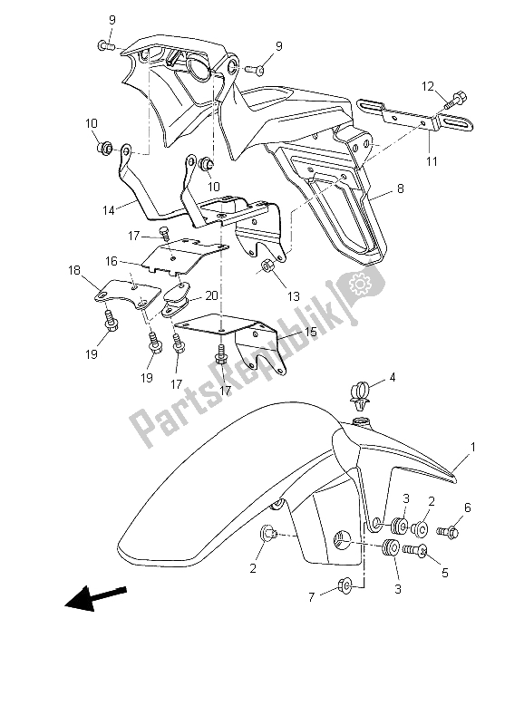 Tutte le parti per il Parafango del Yamaha MT 03 25 KW 660 2006