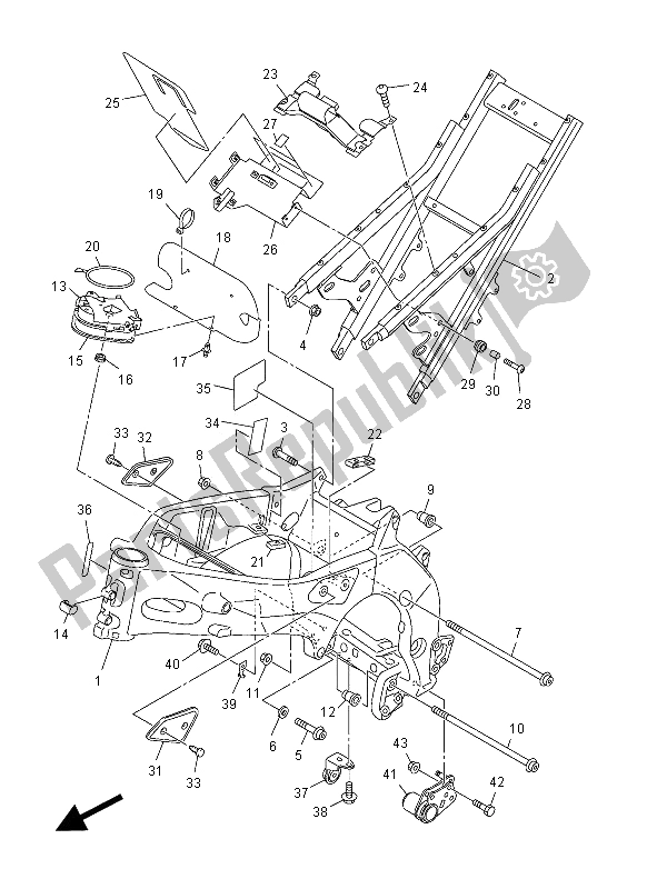 All parts for the Frame of the Yamaha FZ1 N 1000 2012