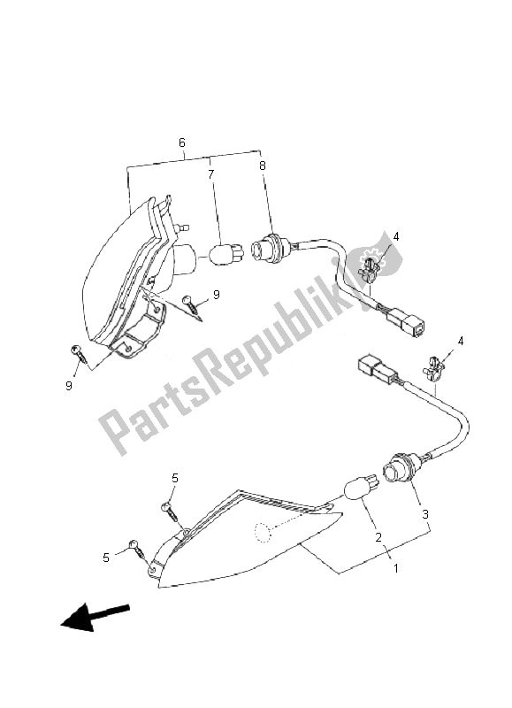 All parts for the Flasher Light of the Yamaha YP 400 Majesty 2010