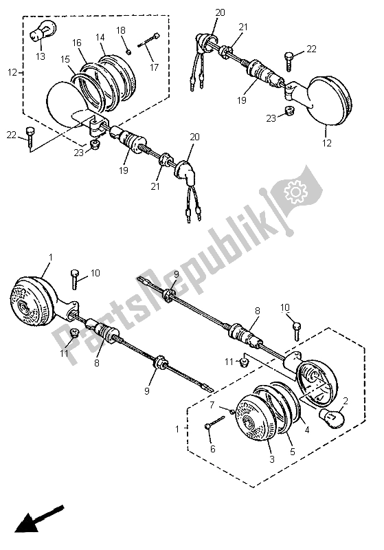 All parts for the Flasher Light of the Yamaha XV 535 S Virago 1995