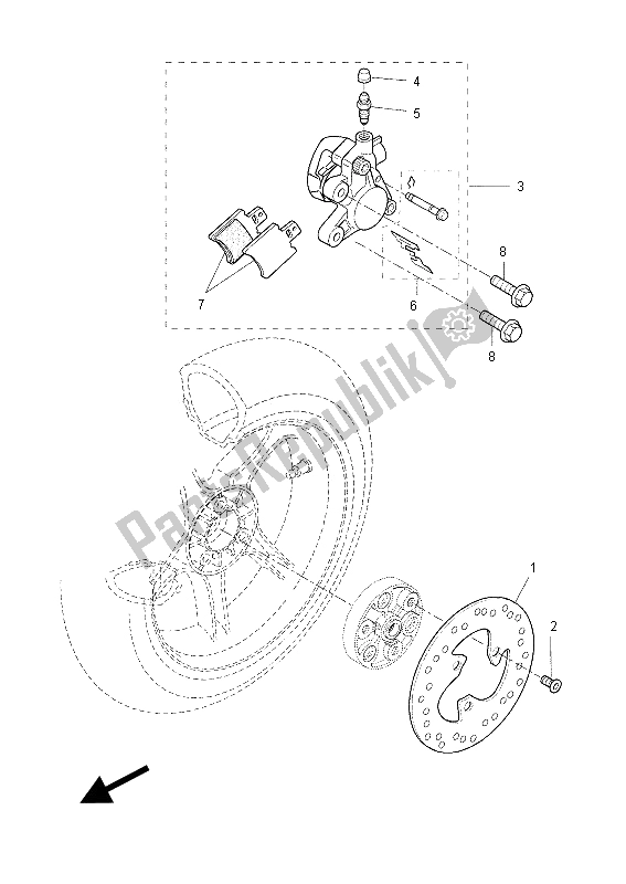 All parts for the Rear Brake Caliper of the Yamaha YQ 50 Aerox 2012