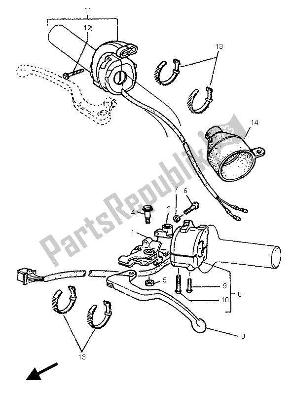 Toutes les pièces pour le Interrupteur Et Levier De Poignée (4lw2) du Yamaha TT 600S 1995