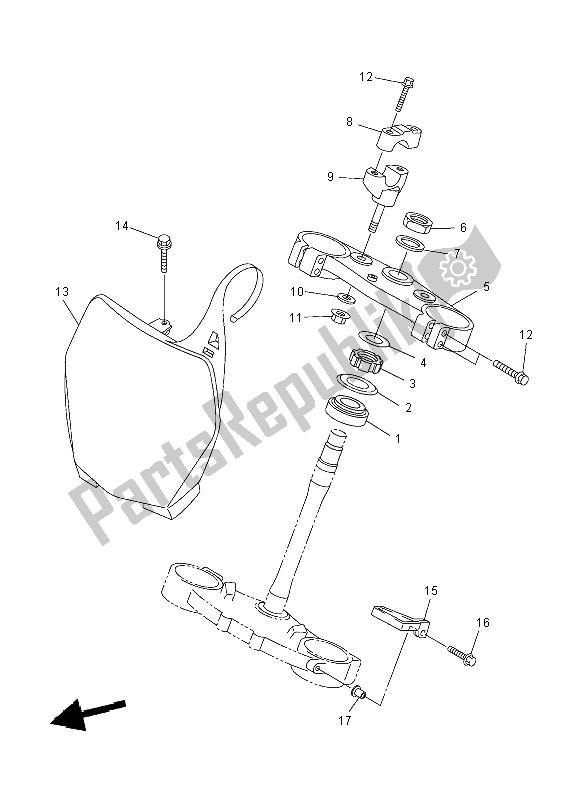 All parts for the Steering of the Yamaha YZ 250F 2008