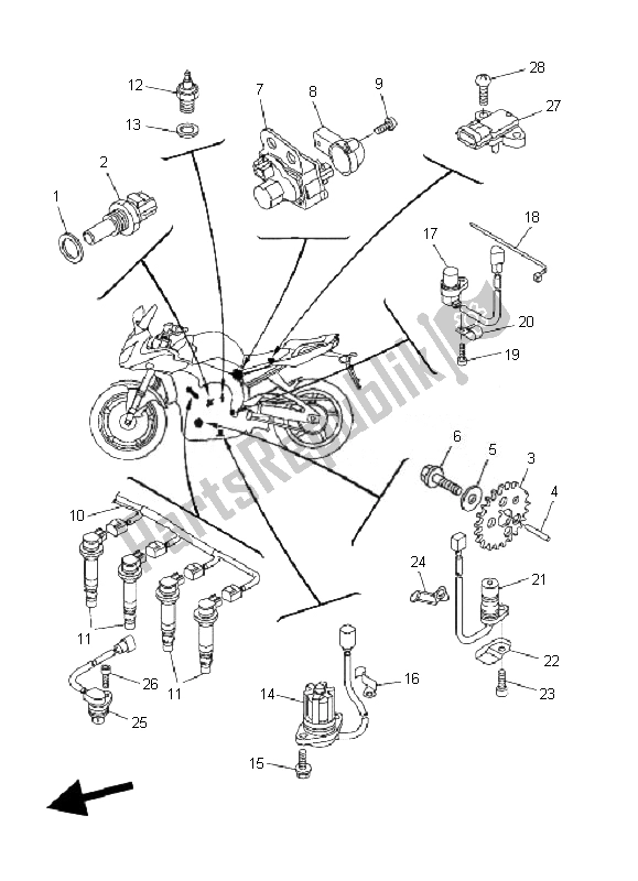 Wszystkie części do Elektryczny 1 Yamaha FZ1 S Fazer 1000 2007