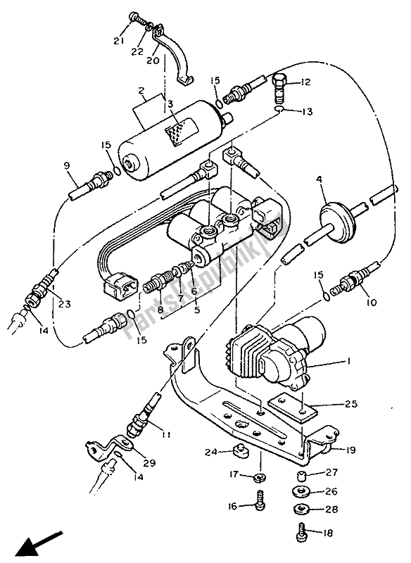 Toutes les pièces pour le Contrôleur De Suspension Pneumatique du Yamaha XVZ 13 TD Venture Royal 1300 1990