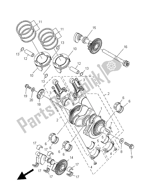 All parts for the Crankshaft & Piston of the Yamaha XT 1200Z 2014