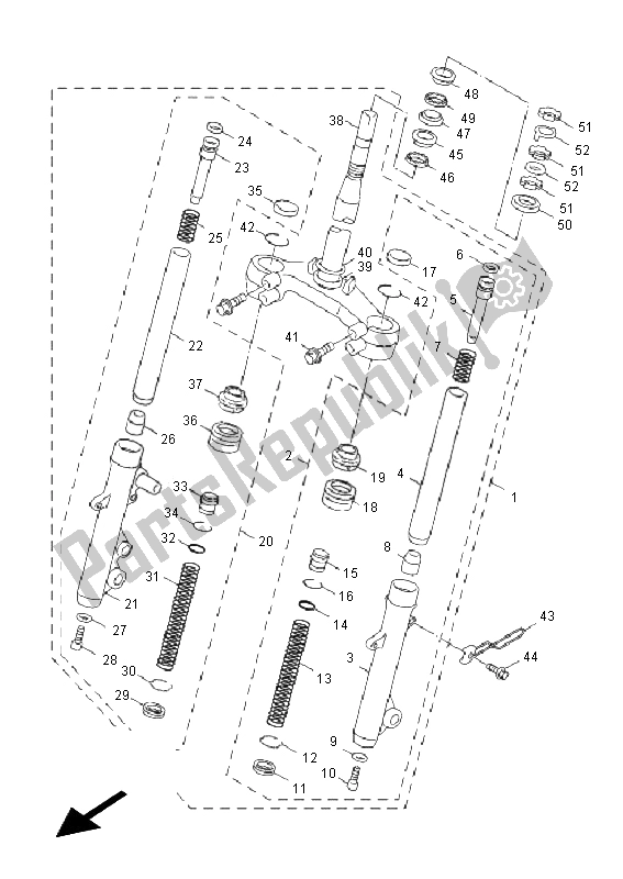 Tutte le parti per il Forcella Anteriore del Yamaha NXC 125E Cygnus X 2011