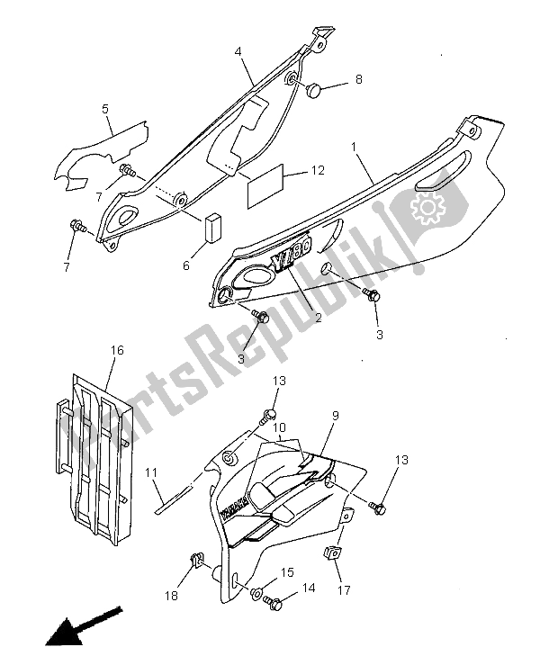 All parts for the Side Cover of the Yamaha YZ 80 LW 1999