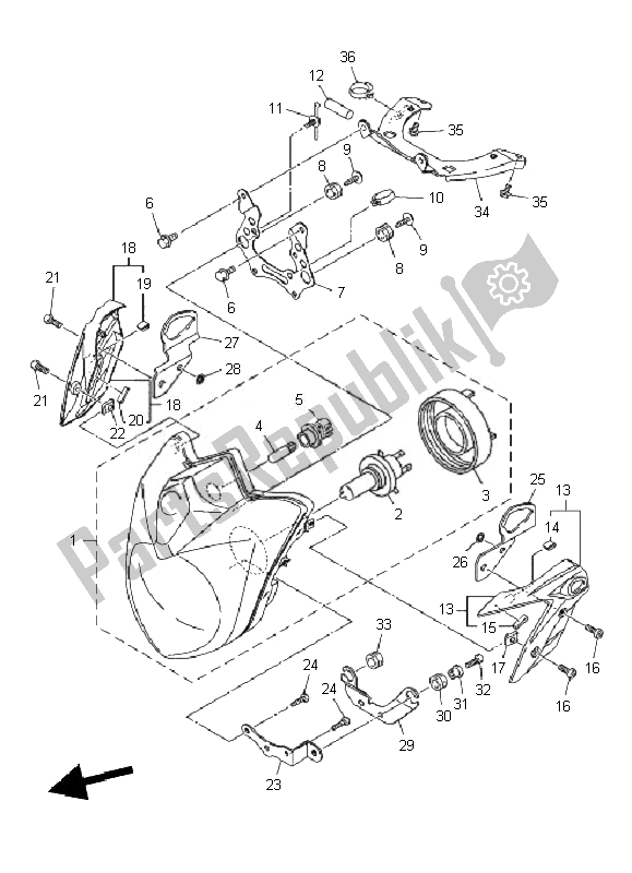 Tutte le parti per il Faro del Yamaha XJ6 NA 600 2010