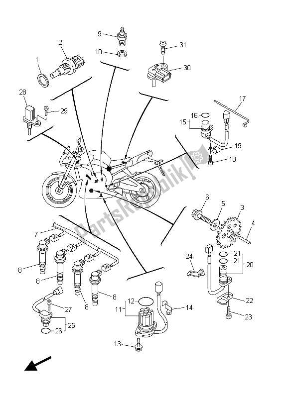 All parts for the Electrical 1 of the Yamaha FZ8 S 800 2015