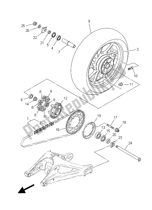 Tutte le parti per il Ruota Posteriore del Yamaha MT 09 900 2015