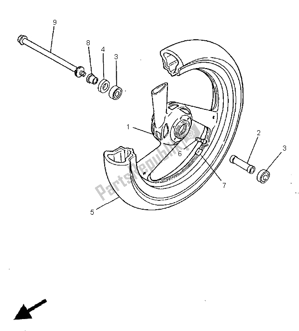 Toutes les pièces pour le Roue Avant du Yamaha FZS 600 1999