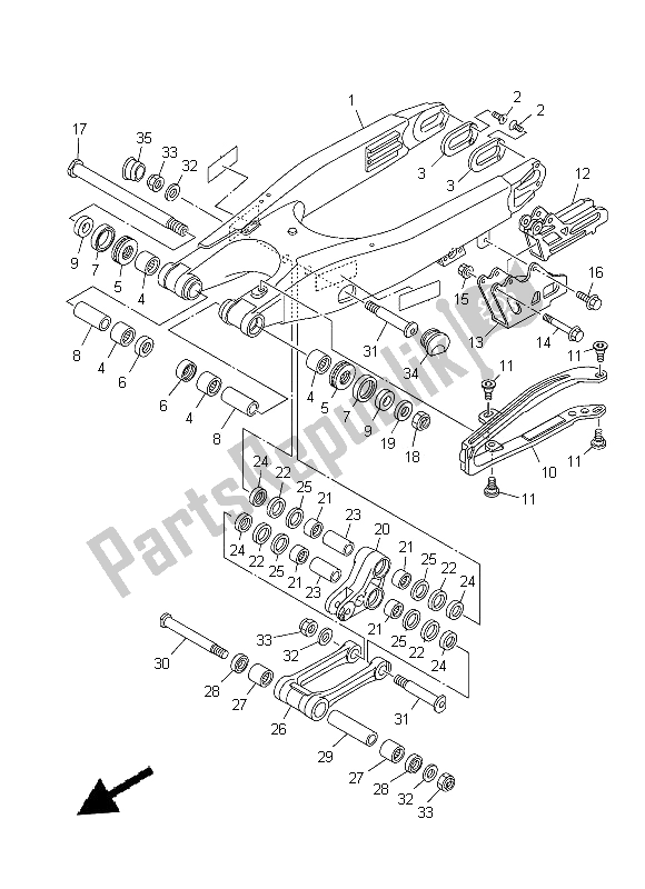 All parts for the Rear Arm of the Yamaha YZ 250 2014