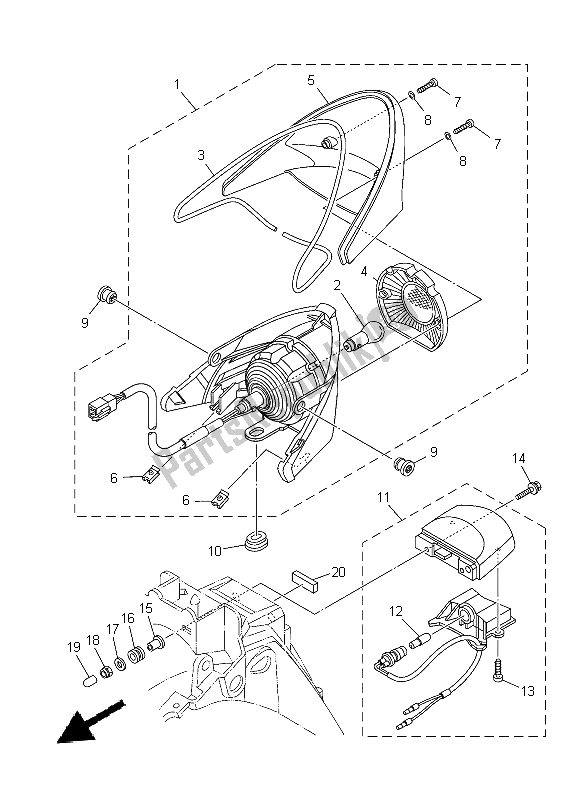 All parts for the Taillight of the Yamaha T 135 FI Crypton X 2014