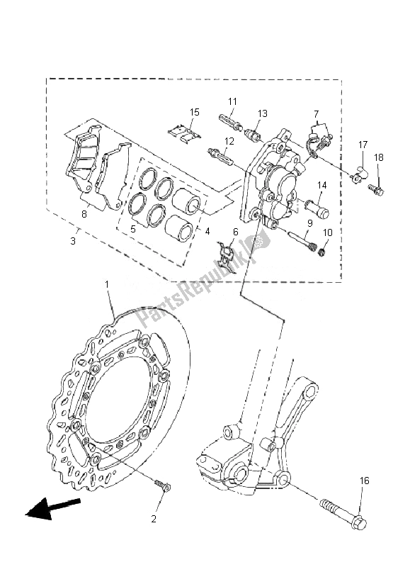 Todas las partes para Pinza De Freno Delantero de Yamaha WR 250F 2010