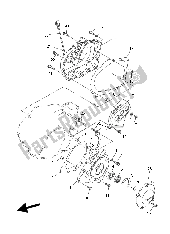 All parts for the Crankcase Cover 1 of the Yamaha YFM 350R 2008