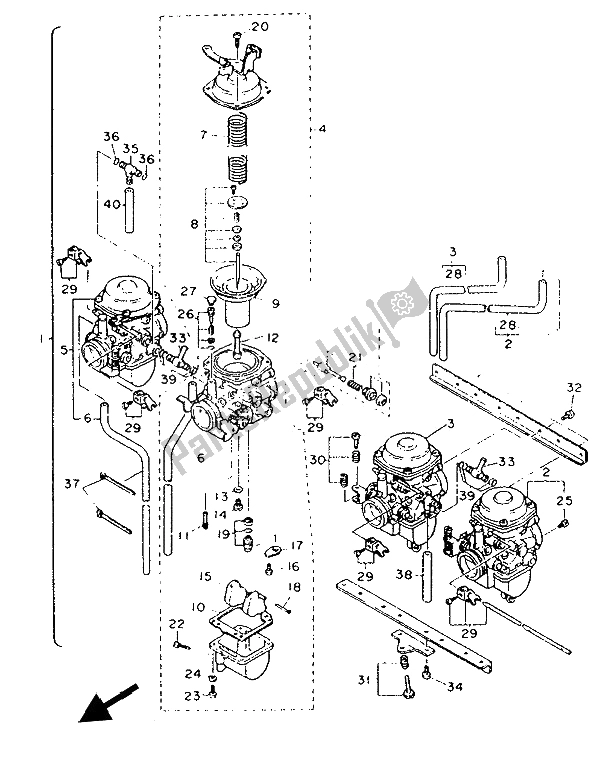 Toutes les pièces pour le Carburateur du Yamaha FJ 1200 1992