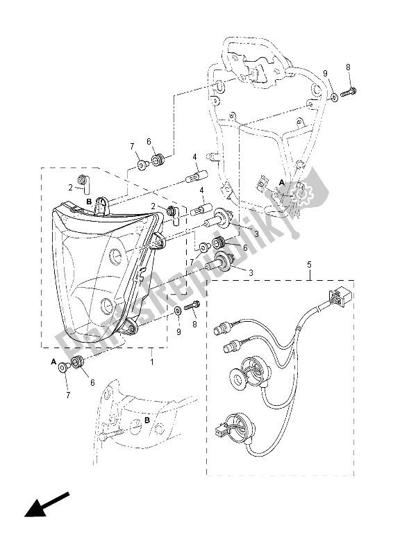 Alle onderdelen voor de Koplamp van de Yamaha XT 660Z Tenere 2015