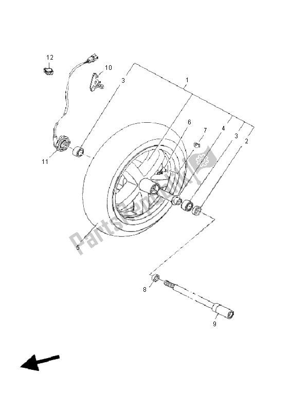 All parts for the Front Wheel of the Yamaha YP 125R X MAX 2011