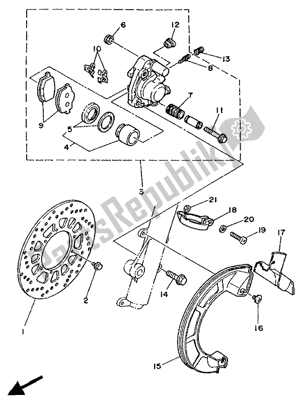 All parts for the Front Brake Caliper of the Yamaha DT 125R 1994