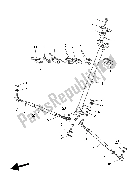 All parts for the Steering of the Yamaha YFZ 350 Banshee 2008