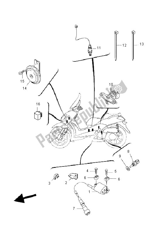 Tutte le parti per il Elettrico 2 del Yamaha VP 250 X City 2011