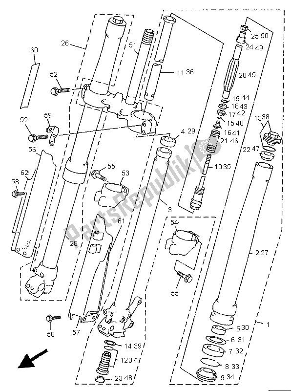 Todas las partes para Tenedor Frontal de Yamaha YZ 125 LC 1996