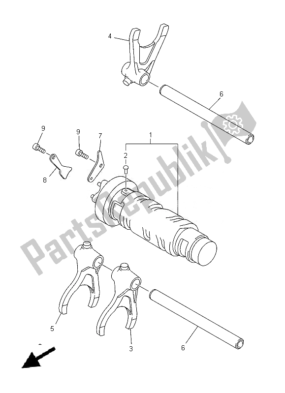 All parts for the Shift Cam & Fork of the Yamaha XJ 6N 600 2014