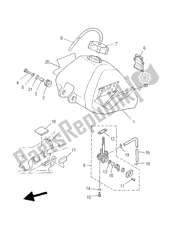 All parts for the Fuel Tank of the Yamaha PW 80 2002