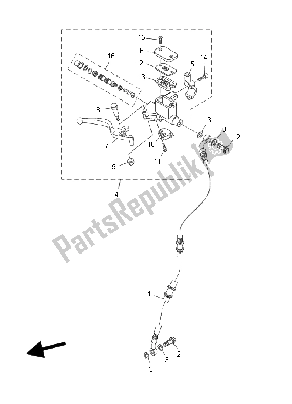 All parts for the Front Master Cylinder of the Yamaha T 135 FI Crypton X 2011