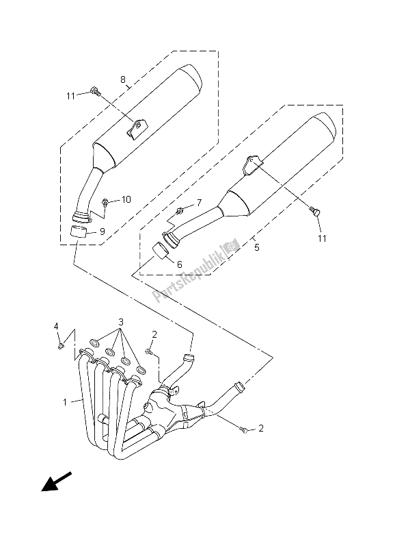 All parts for the Exhaust of the Yamaha FJR 1300A 2003