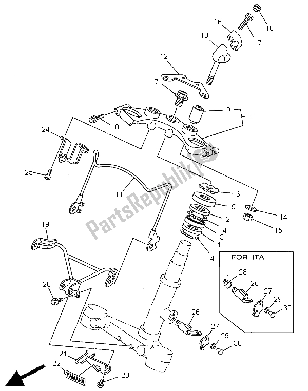 Tutte le parti per il Timone del Yamaha XV 250 S Virago 1998