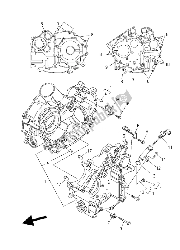 All parts for the Crankcase of the Yamaha YFM 700F Grizzly FI EPS 4X4 2010