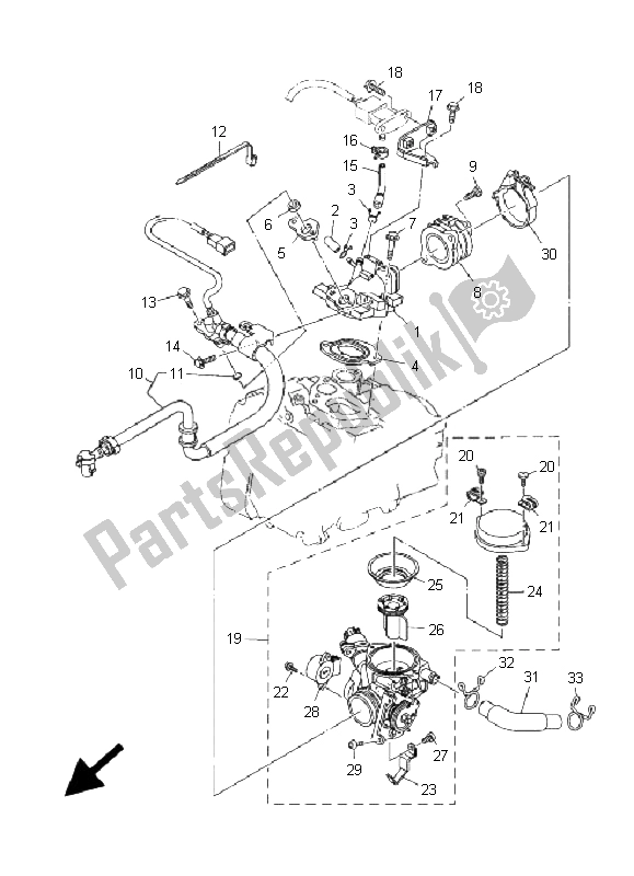 All parts for the Intake of the Yamaha YP 400A Majesty 2008