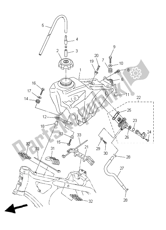 All parts for the Fuel Tank of the Yamaha YZ 450F 2009