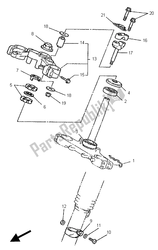 All parts for the Steering of the Yamaha XT 600E 1995