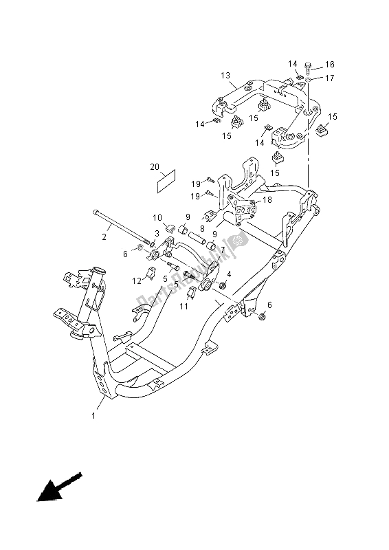 All parts for the Frame of the Yamaha YN 50F 2014