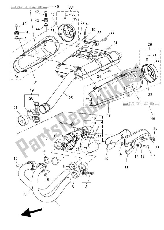 All parts for the Exhaust of the Yamaha MT 03 25 KW 660 2007