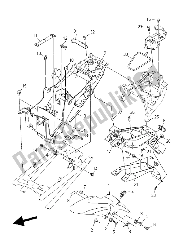 All parts for the Fender of the Yamaha XJ6 SA Diversion 600 2009
