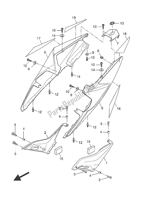 Tutte le parti per il Coperchio Laterale (dpbm13) del Yamaha YZF R 125A 2016