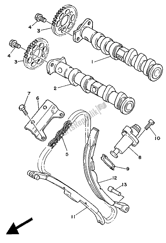 All parts for the Camshaft & Chain of the Yamaha TDM 850 1994