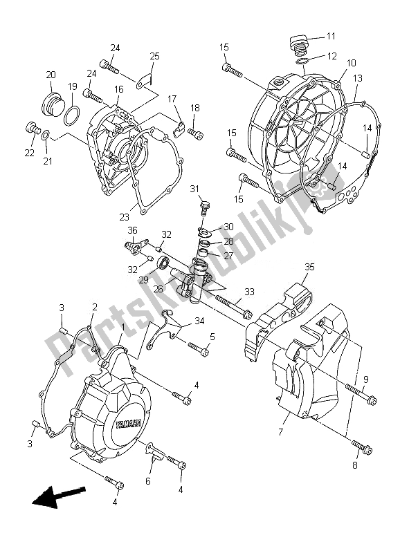 All parts for the Crankcase Cover 1 of the Yamaha XJ6 SA Diversion 600 2010
