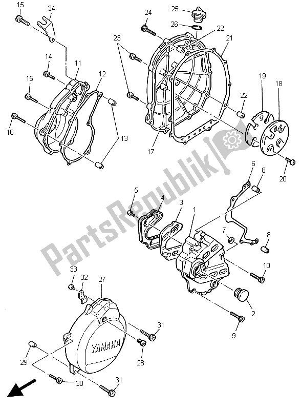 Toutes les pièces pour le Couvercle De Carter 1 du Yamaha YZF 600R Thundercat 1999