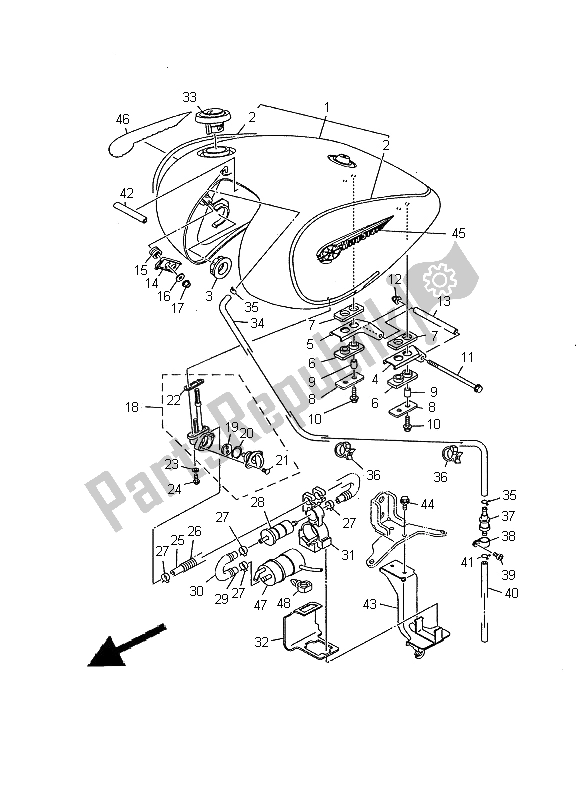 Toutes les pièces pour le Réservoir D'essence du Yamaha XV 1600A Wildstar 2000