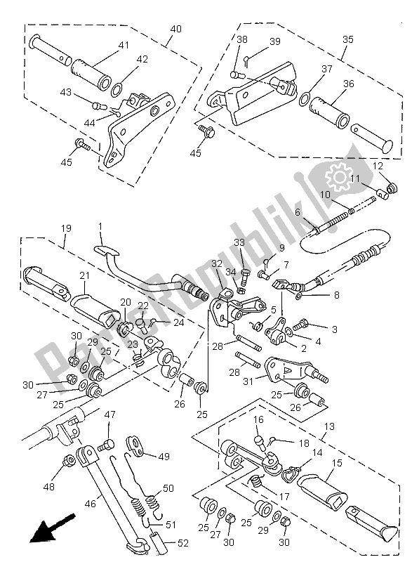 Tutte le parti per il Stand E Poggiapiedi del Yamaha XV 125 1997