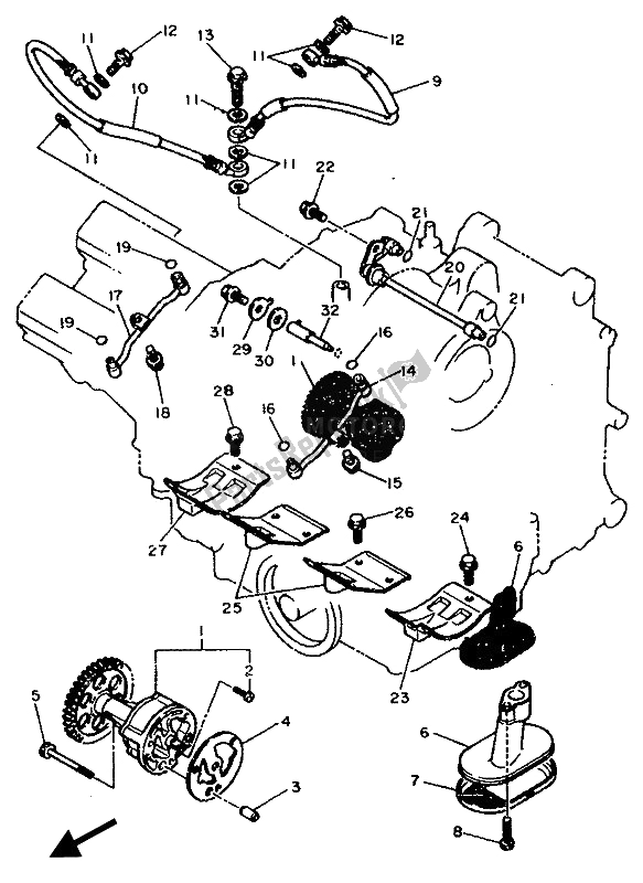 Toutes les pièces pour le La Pompe à Huile du Yamaha FZR 750 RW 1989