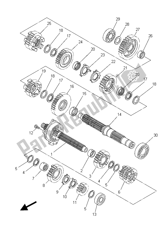 All parts for the Transmission of the Yamaha XT 1200Z 2015