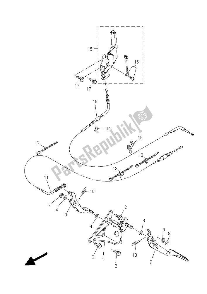 Alle onderdelen voor de Pedaal Draad van de Yamaha YXM 700E Yamaha Black 2015