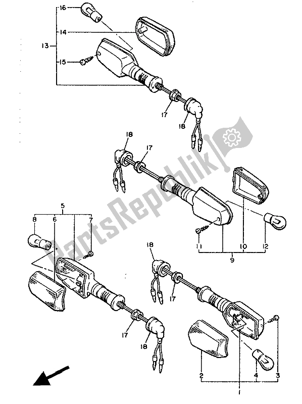 All parts for the Flasher Light of the Yamaha XJ 600 1991